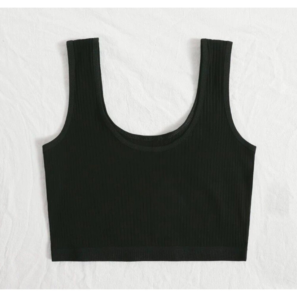 Plain Rib Bralette - Black - Medium but runs small - new